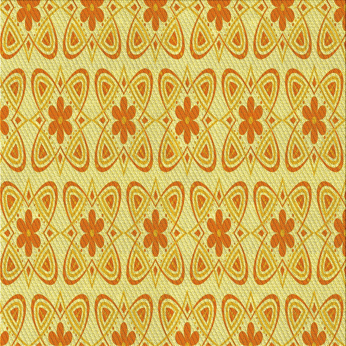 Round Patterned Neon Orange Rug, pat410yw