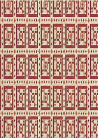 Machine Washable Transitional Red Rug, wshpat411brn