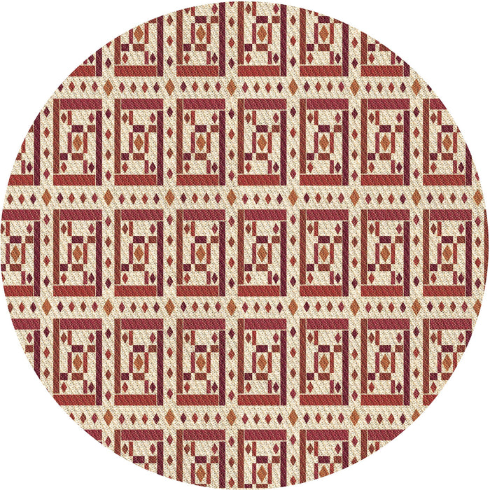 Square Patterned Red Rug, pat411brn