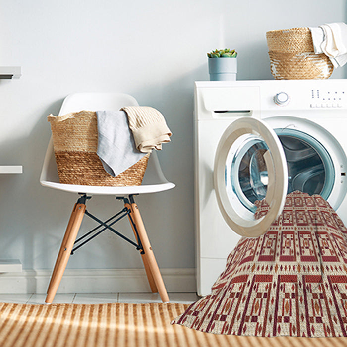 Machine Washable Transitional Red Rug in a Washing Machine, wshpat411brn