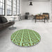 Round Patterned Pale Green Rug in a Office, pat411grn