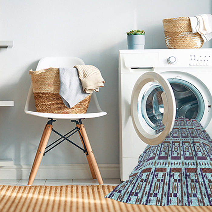 Machine Washable Transitional Blue Rug in a Washing Machine, wshpat411lblu