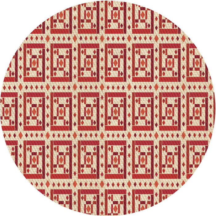 Square Patterned Pastel Orange Rug, pat411org