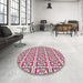 Round Patterned Gray Novelty Rug in a Office, pat411