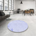 Round Patterned Lavender Blue Rug in a Office, pat412blu