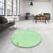 Round Patterned Mint Green Rug in a Office, pat412grn