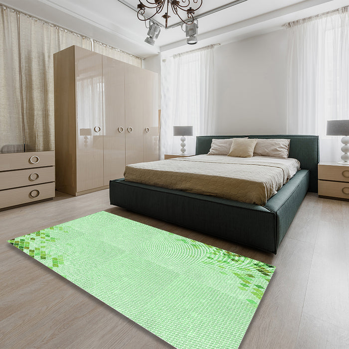 Patterned Mint Green Rug in a Bedroom, pat412grn