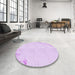 Round Patterned Violet Purple Rug in a Office, pat412pur