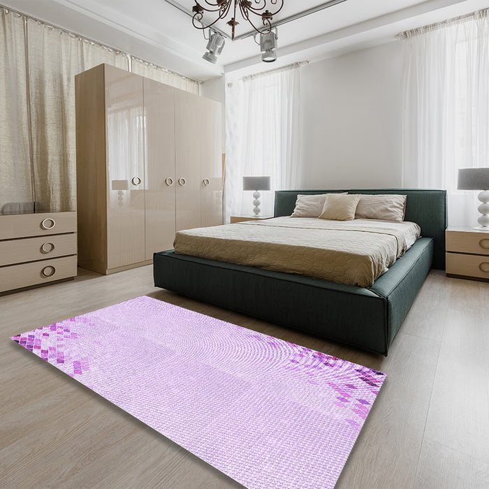 Patterned Violet Purple Rug in a Bedroom, pat412pur
