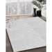 Patterned Dark Gray Novelty Rug in Family Room, pat412