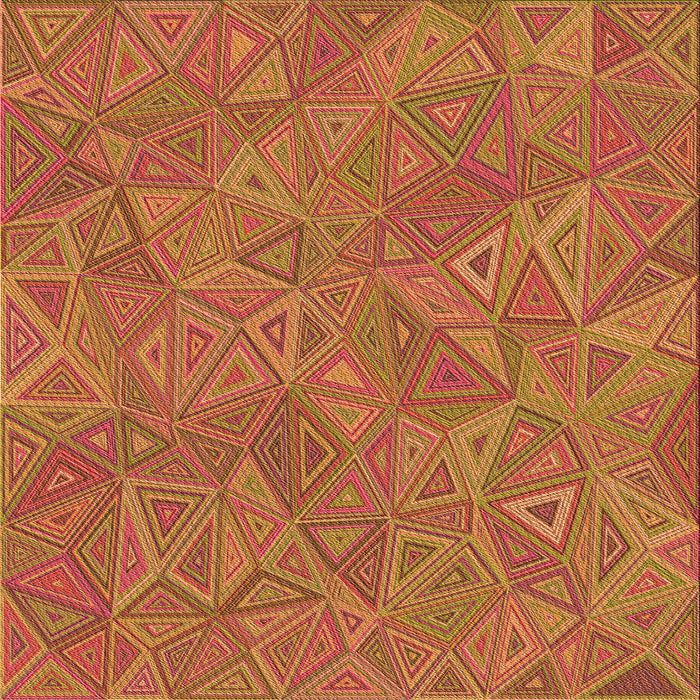 Round Patterned Orange Rug, pat413org