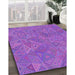 Patterned Purple Rug in Family Room, pat413pur