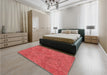 Round Machine Washable Transitional Red Rug in a Office, wshpat413rd