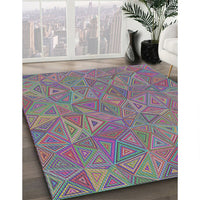 Patterned Dark Raspberry Purple Modern Rug, pat413