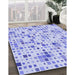 Machine Washable Transitional Blue Rug in a Family Room, wshpat416blu