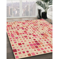 Patterned Deep Peach Orange Rug, pat416org