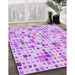 Patterned Blossom Pink Rug in Family Room, pat416pur