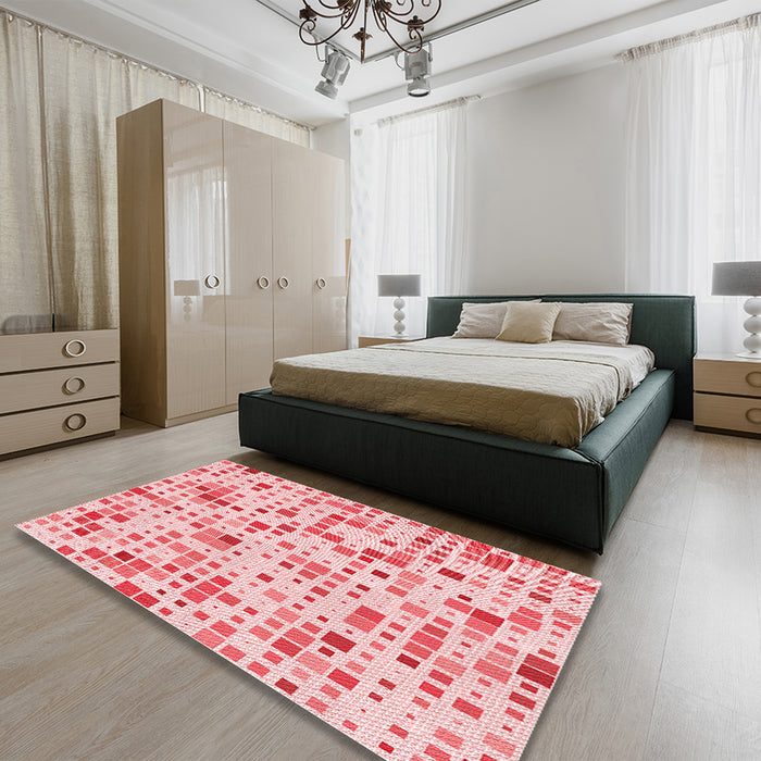 Patterned Red Rug in a Bedroom, pat416rd