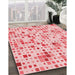 Patterned Red Rug in Family Room, pat416rd