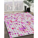 Machine Washable Transitional Pink Rug in a Family Room, wshpat416