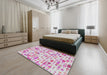 Patterned Pink Modern Rug in a Bedroom, pat416