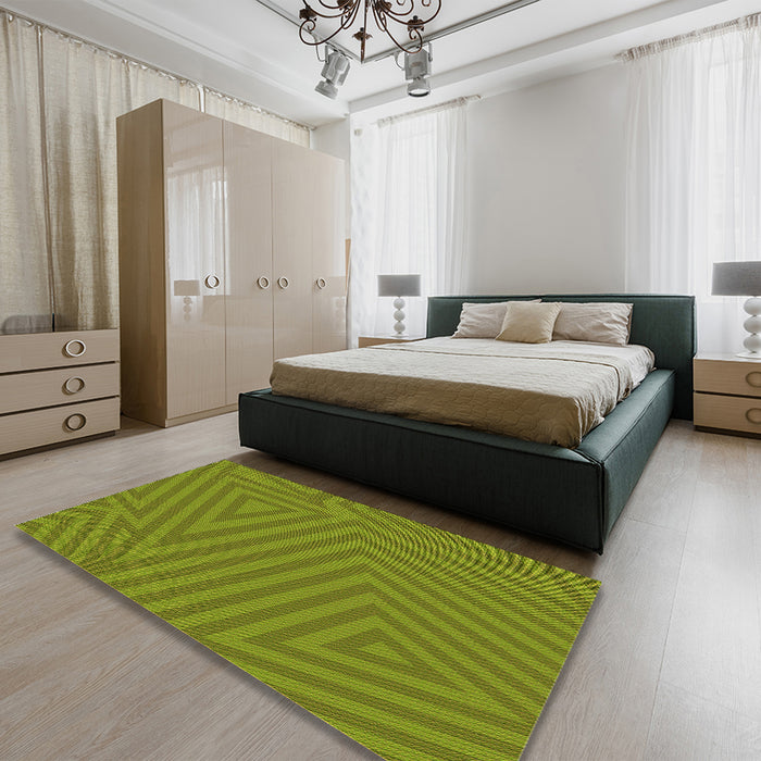 Patterned Pistachio Green Rug in a Bedroom, pat418org