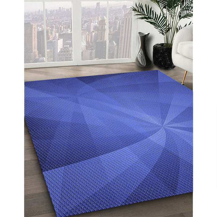 Patterned Blue Rug in Family Room, pat419blu