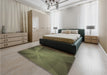 Patterned Army Green Rug in a Bedroom, pat419brn