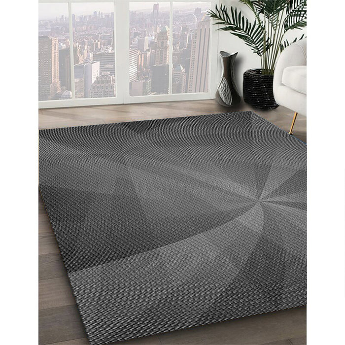 Patterned Silver Gray Rug in Family Room, pat419gry