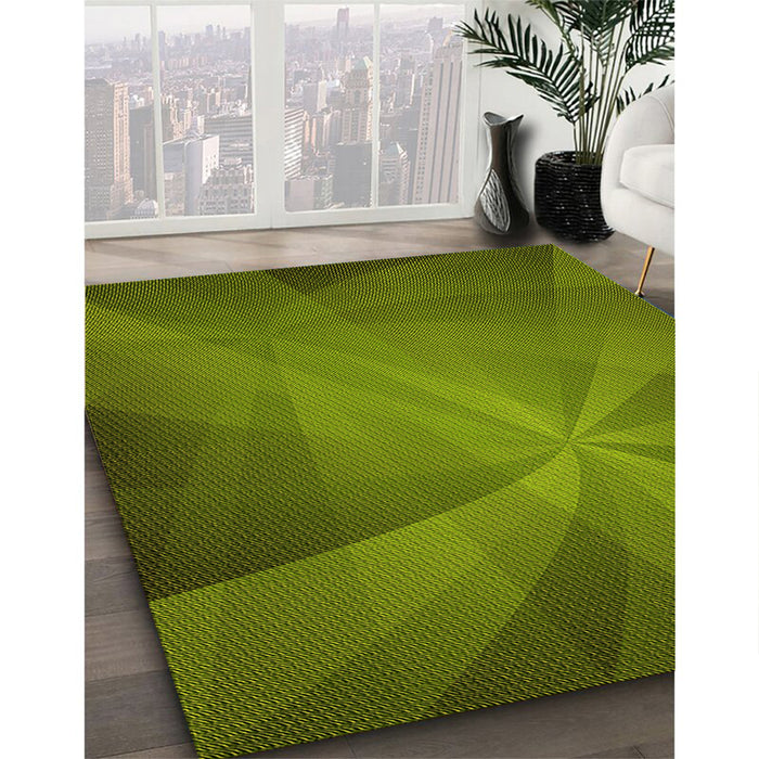 Patterned Seaweed Green Rug in Family Room, pat419yw
