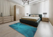 Patterned Dark Turquoise Green Novelty Rug in a Bedroom, pat419