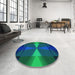 Patterned Jade Green Rug in a Kitchen, pat42lblu