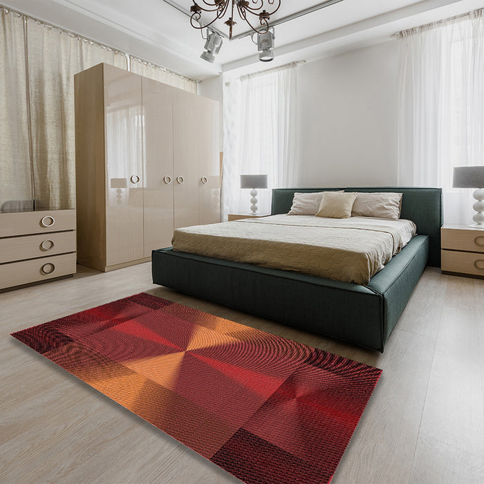 Machine Washable Transitional Crimson Red Rug in a Family Room, wshpat42rd