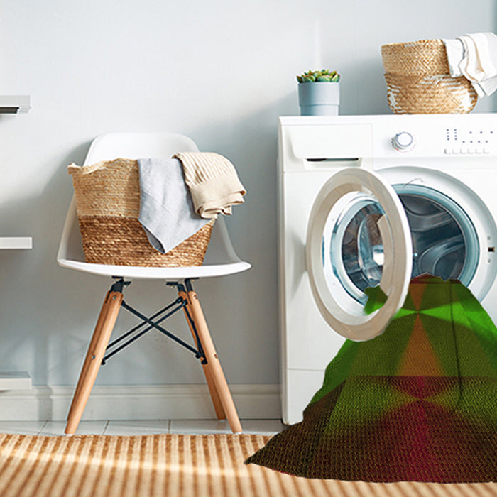 Machine Washable Transitional Dark Lime Green Rug in a Washing Machine, wshpat42yw