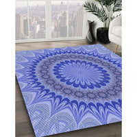 Patterned Ocean Blue Rug, pat420blu