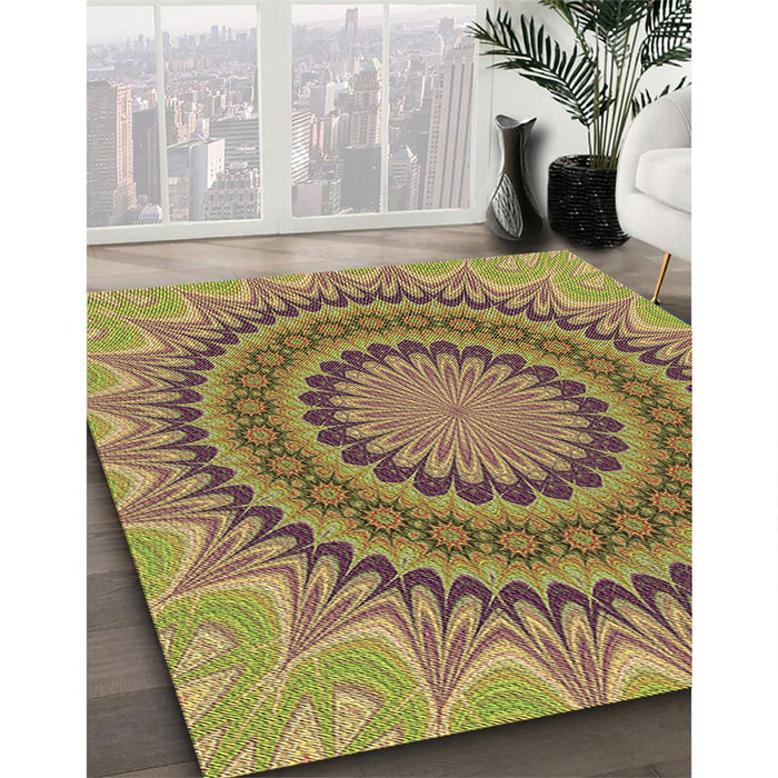 Patterned Sienna Brown Rug in Family Room, pat420brn