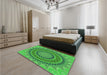 Patterned Forest Green Rug in a Bedroom, pat420grn