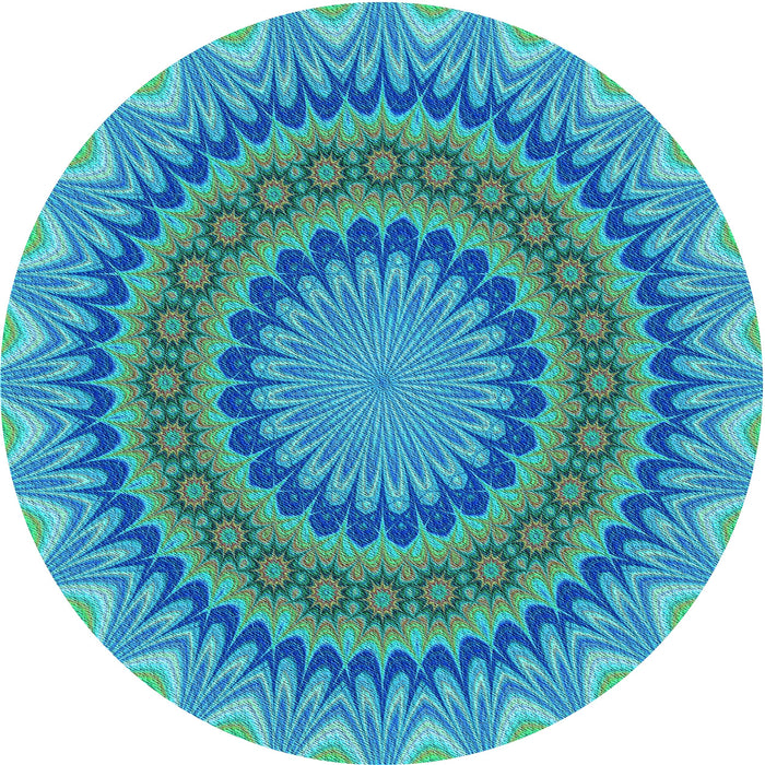 Square Patterned Dark Turquoise Green Rug, pat420lblu