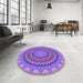 Round Patterned Purple Rug in a Office, pat420pur