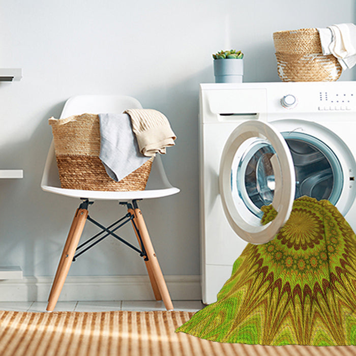 Machine Washable Transitional Green Rug in a Washing Machine, wshpat420yw