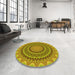 Round Patterned Green Rug in a Office, pat420yw
