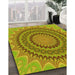Patterned Green Rug in Family Room, pat420yw