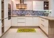 Patterned Green Rug in a Kitchen, pat420yw