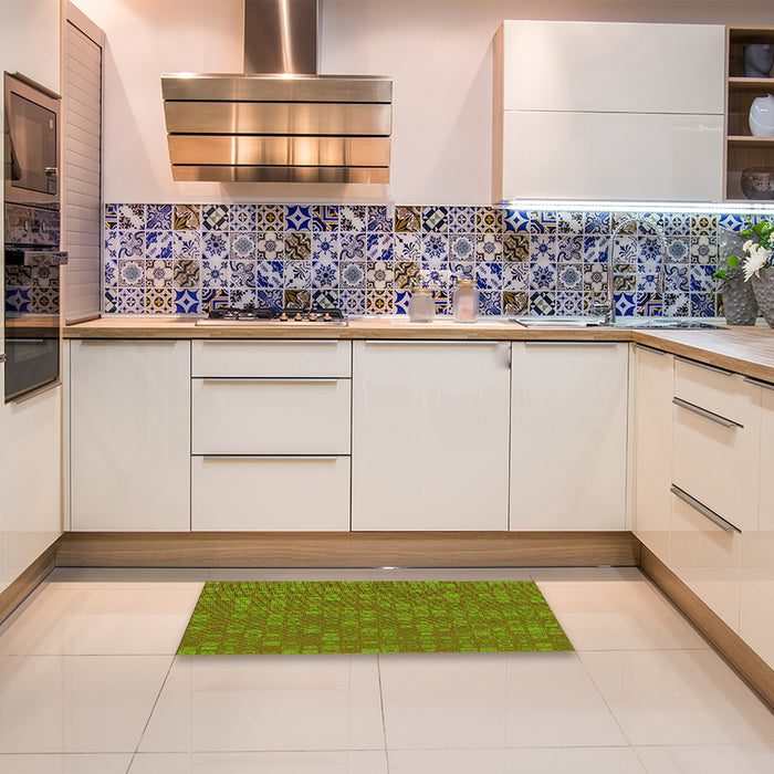 Patterned Pistachio Green Rug in a Kitchen, pat421yw