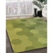 Patterned Green Rug in Family Room, pat422brn