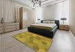 Patterned Yellow Rug in a Bedroom, pat422org