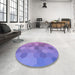 Round Patterned Purple Mimosa Purple Rug in a Office, pat422pur