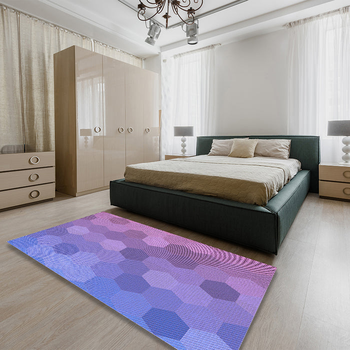 Patterned Purple Mimosa Purple Rug in a Bedroom, pat422pur