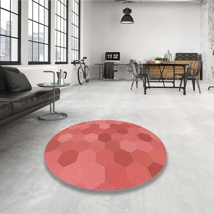 Round Patterned Red Rug in a Office, pat422rd