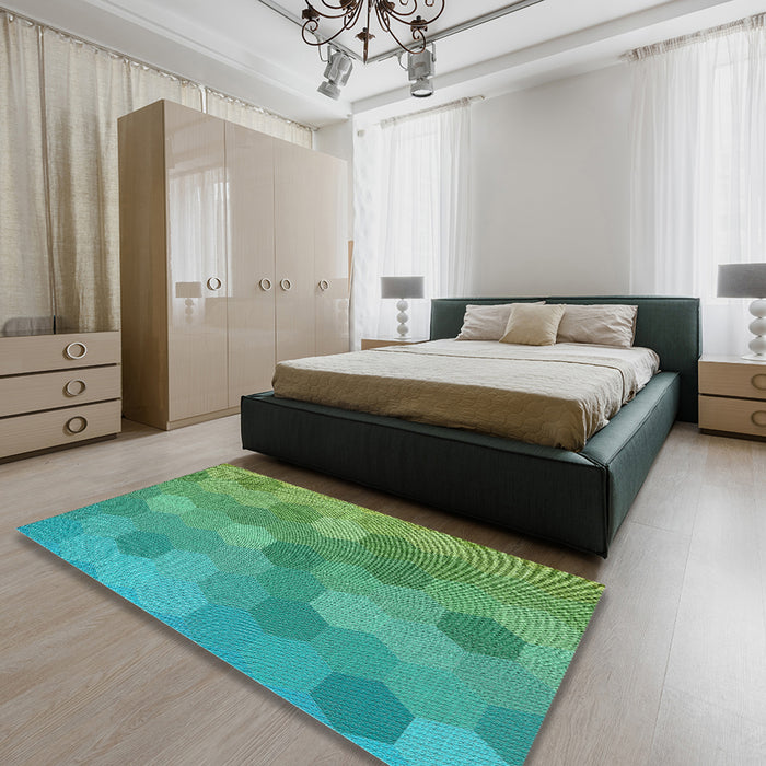 Patterned Lime Mint Green Novelty Rug in a Bedroom, pat422